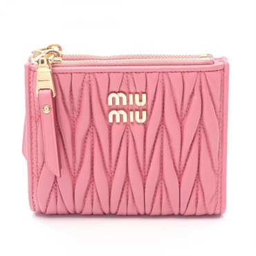 Miu Miu MATELASSE'MIU Bi-fold compact wallet purse 5ML024AFPPF0638 leather Pink