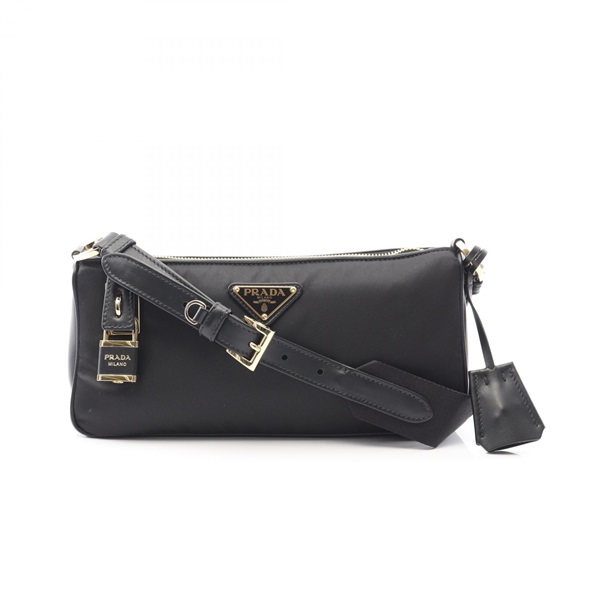 PRADA TESSUTO＋VITELLO Shoulder Bag 1BC2342C8QF0002NDO Nylon leather Black NEW