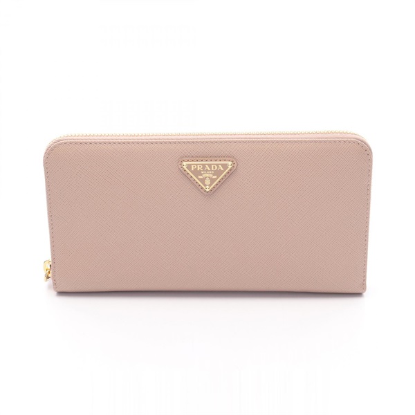 PRADA SAFFIANO TRIANG Around long zip wallet purse 1ML506QHHF0236 leather Beige