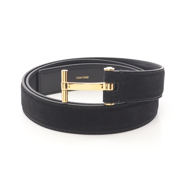 TOM FORD T logo belt ceinture TB131LCL484G1N001100 Suede leather Black NEW mens