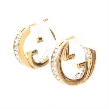 GUCCI Blondy Pierced earrings Gold Plated Rhinestone NEW Women