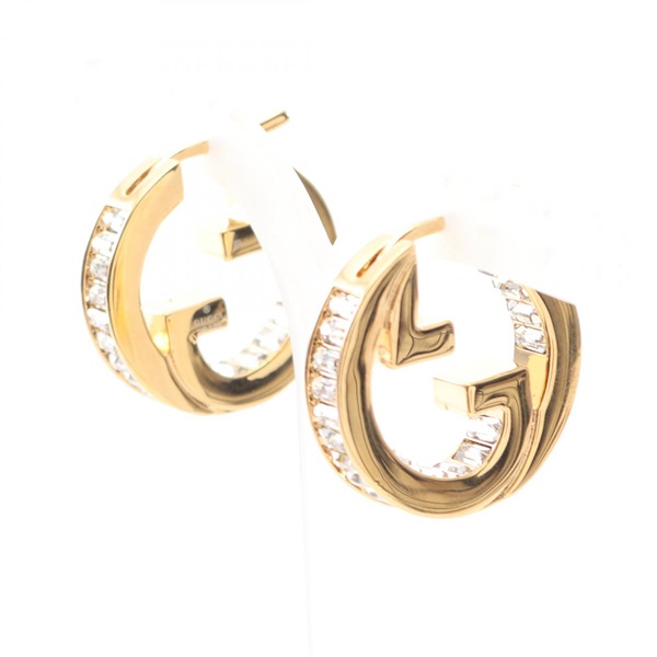 GUCCI Blondy Pierced earrings Gold Plated Rhinestone NEW Women
