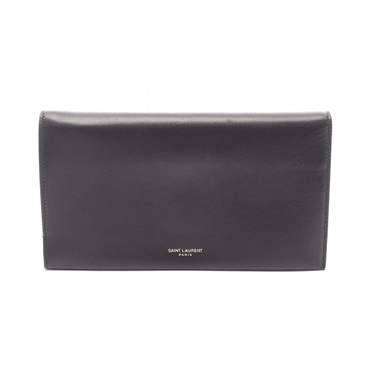 SAINT LAURENT PARIS Bifold purse long wallet 8006701EL0W1000 leather Black Used