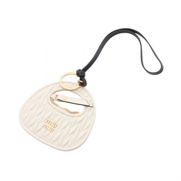 Miu Miu Wonder key holder ring zip charm 5TL3572CWBF0009 leather White NEW Women