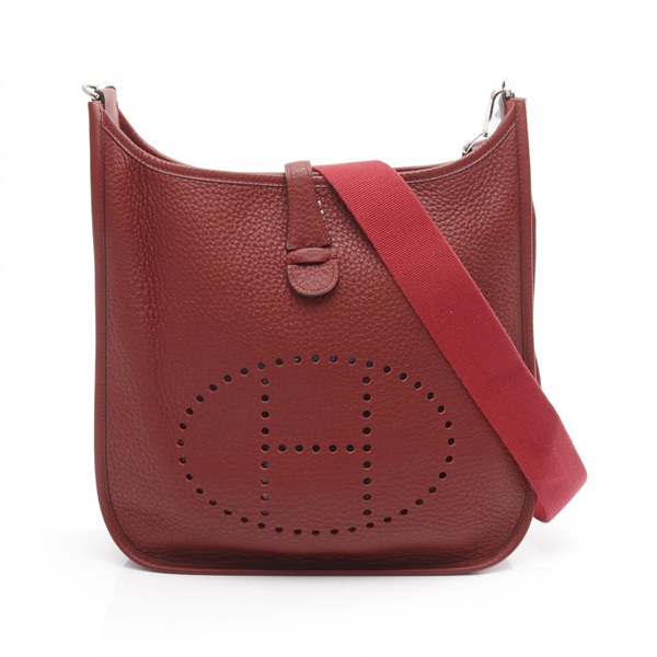 HERMES Evelyne deux PM Shoulder Bag Clemence leather Rouge H Used Women SHW J