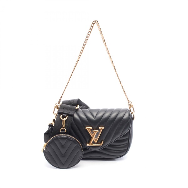 LOUIS VUITTON Multi Pochette New Wave Shoulder Bag M56461 leather Black Used LV