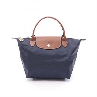 Longchamp Le Pliage Original S Tote Bag L1621089P canvas leather Navy Brown NEW