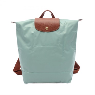 Longchamp Le Pliage Original M Rucksack Backpack canvas leather Green Brown NEW