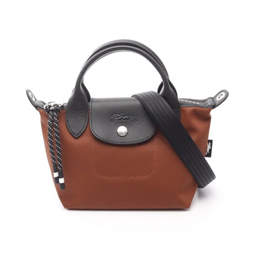 Longchamp Le Pliage Energy XS Shoulder Handbag canvas leather Brown Black NEW