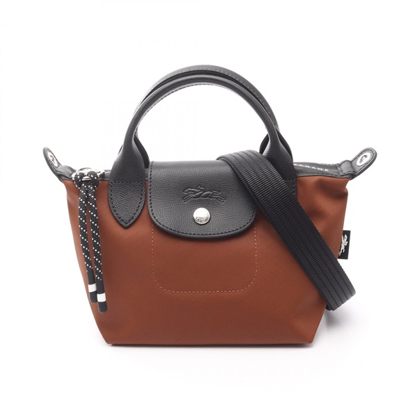 Longchamp Le Pliage Energy XS Shoulder Handbag canvas leather Brown Black NEW