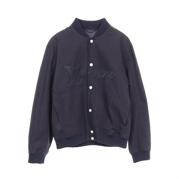LOUIS VUITTON Embroidered Jacket Blouson Cotton Navy Size 50 Used mens LV