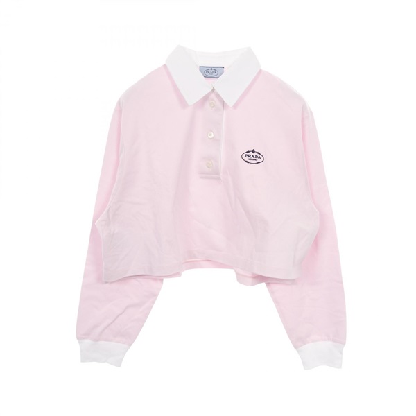 PRADA Jersey Polo Shirt M size blouse cotton Pink Used Women