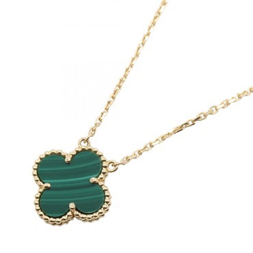 Van Cleef & Arpels Vintage Alhambra Malachite Necklace pendant 18K Yellow Gold