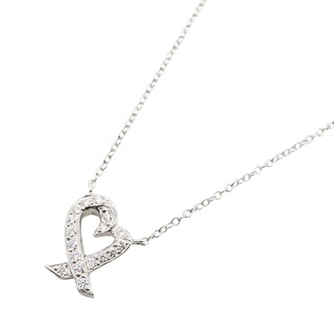 TIFFANY＆CO Loving Heart Diamond Necklace Pendant 42.5cm 18KWG White Gold Used