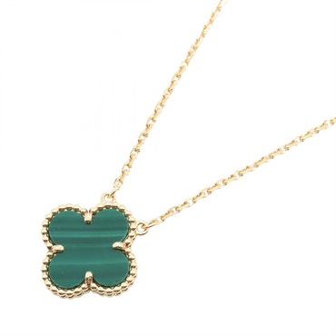 Van Cleef & Arpels Vintage Alhambra Necklace 37~41.5cm 18KYG Malachite Green