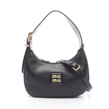 Miu Miu Hobo shoulder crossbody Handbag 5BC161 leather Black Used Women