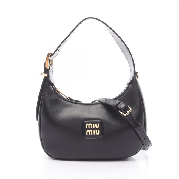 Miu Miu Hobo shoulder crossbody Handbag 5BC161 leather Black Used Women