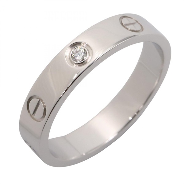 CARTIER Mini Love Ring 1PD 18KWG White Gold Diamond Used Women Size 54/ US 6.75