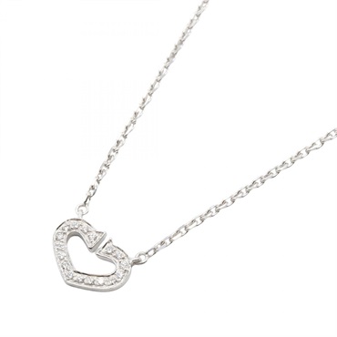 CARTIER C Heart Diamond Necklace 40.5㎝ 18KWG White Gold Used Women