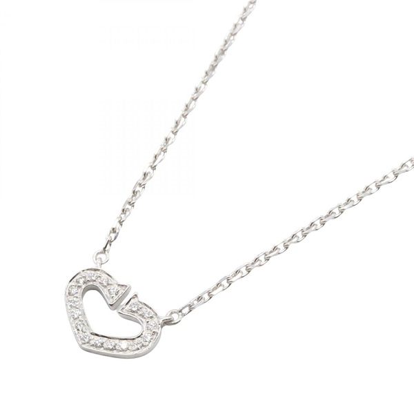 CARTIER C Heart Diamond Necklace 40.5㎝ 18KWG White Gold Used Women