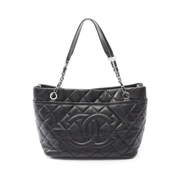 CHANEL Matelasse Chain Shoulder Tote Bag Calfskin Black SHW Used Women CC Coco