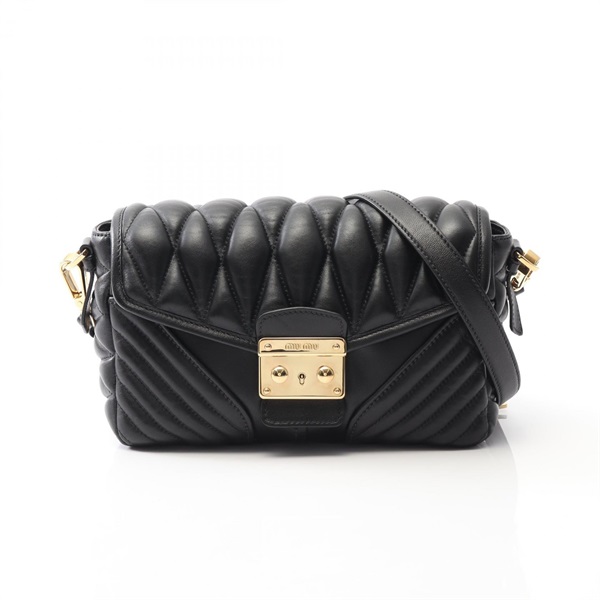 Miu Miu NAPPA BIKER Shoulder crossbody Bag 5BD062 leather Black Used Women