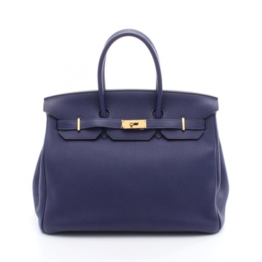 HERMES Birkin 35 Handbag C Togo leather Blue encre Used GHW Women