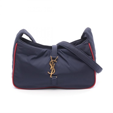 SAINT LAURENT PARIS Le 5 a 7 Shoulder Bag 733294 Nylon leather Navy Red Used