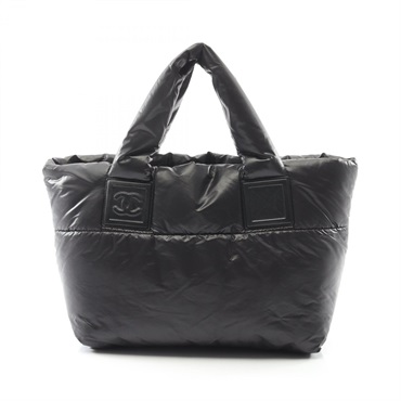 CHANEL Coco Cocoon Small Tote Bag Nylon Black Bordeaux Used Women CC