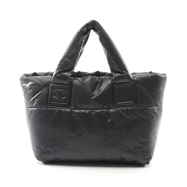 CHANEL Coco Cocoon Small Tote Bag Nylon Black Bordeaux Used Women CC