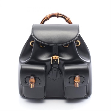 GUCCI Bamboo Backpack 702101 leather Black Used Women