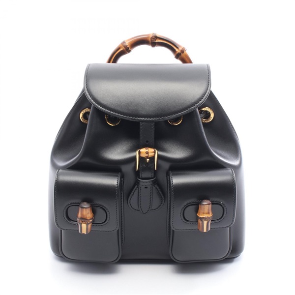 GUCCI Bamboo Backpack 702101 leather Black Used Women