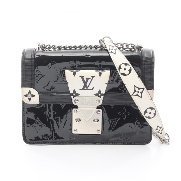 LOUIS VUITTON Winewood PM Shoulder Bag M90445 Vernis Epi leather Black White LV