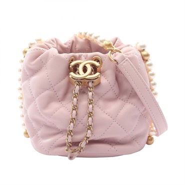 CHANEL Matelasse Pearl Chain Shoulder Bag AS2529 Lamb leather Pink Used GHW CC