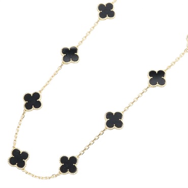 Van Cleef & Arpels Vintage Alhambra Necklace 18KYG Yellow Gold Onyx Black Used