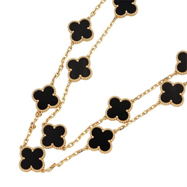 Van Cleef & Arpels Vintage Alhambra Necklace Onyx 18KYG Yellow Gold Black Used