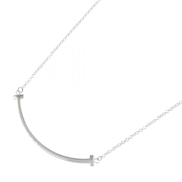 TIFFANY＆CO T Smile Small Necklace 40~45cm 18KWG White Gold Used Women