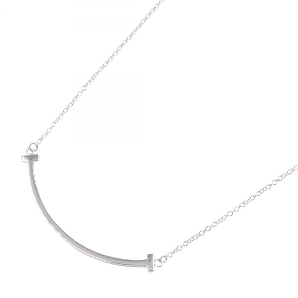 TIFFANY＆CO T Smile Small Necklace 40~45cm 18KWG White Gold Used Women