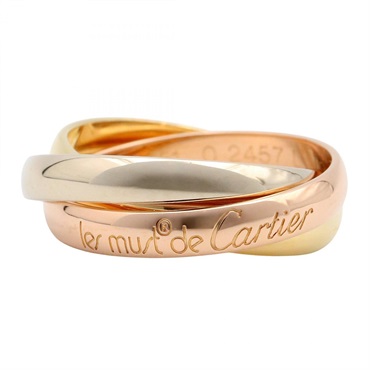 CARTIER Trinity Ring 18KYG Yellow Gold 18KWG White Gold 18KRG Used Size 51/ 5.5