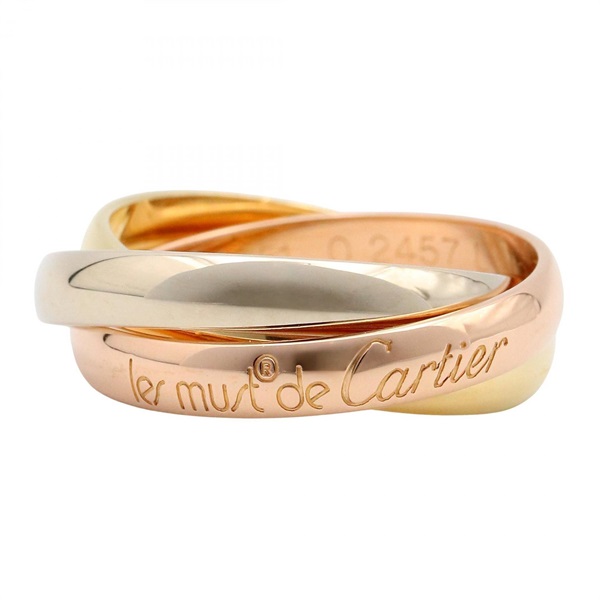 CARTIER Trinity Ring 18KYG Yellow Gold 18KWG White Gold 18KRG Used Size 51/ 5.5