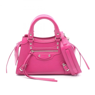BALENCIAGA Neo Classic Nano shoulder Handbag 638527 leather Pink Used Women