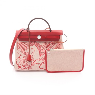 HERMES Herbag Zip PM Pegasus Pop Ecru shoulder Handbag H079201CKAD canvas SHW