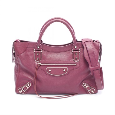 BALENCIAGA Classic metallic edge city shoulder Handbag 390154 leather Pink Used