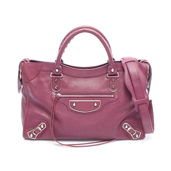 BALENCIAGA Classic metallic edge city shoulder Handbag 390154 leather Pink Used