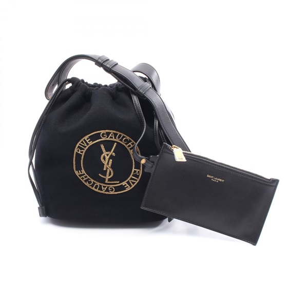 SAINT LAURENT PARIS Rive Gauche Shoulder crossbody Bag 710261 wool leather Black