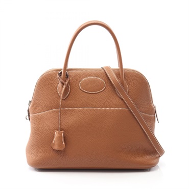 HERMES Bolide 31 shoulder Handbag B 073419CK Taurillon Clemence Gold Used SHW