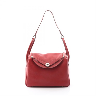 HERMES Lindy 30 Shoulder Bag L Taurillon Clemence rouge garance Used SHW