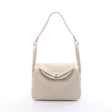 HERMES Lindy 26 Shoulder Bag D Taurillon Clemence Beton Used SHW Women