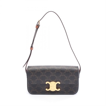 CELINE Claude Triomphe Shoulder Bag 194142CUZ.04LU canvas leather Brown Used