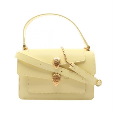 BVLGARI Serpenti Forever chain shoulder Handbag leather Yellow Used Women